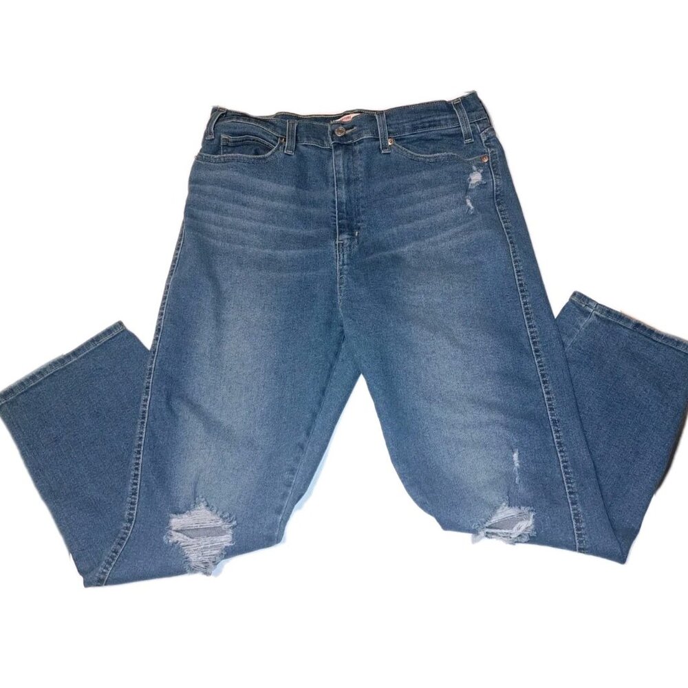 Levi Strauss Signature Womens Size 14 Blue Heritage Straight Leg Jeans  32x30